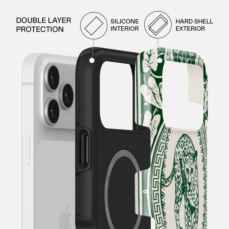 بورجا جراب بورجا آيفون  برو بريميوم عتيق متوافق مع طبقة هجينة مزدوجة صلبة + حماية سيليكون - غطاء جوال مقاوم للخدش والصدمات